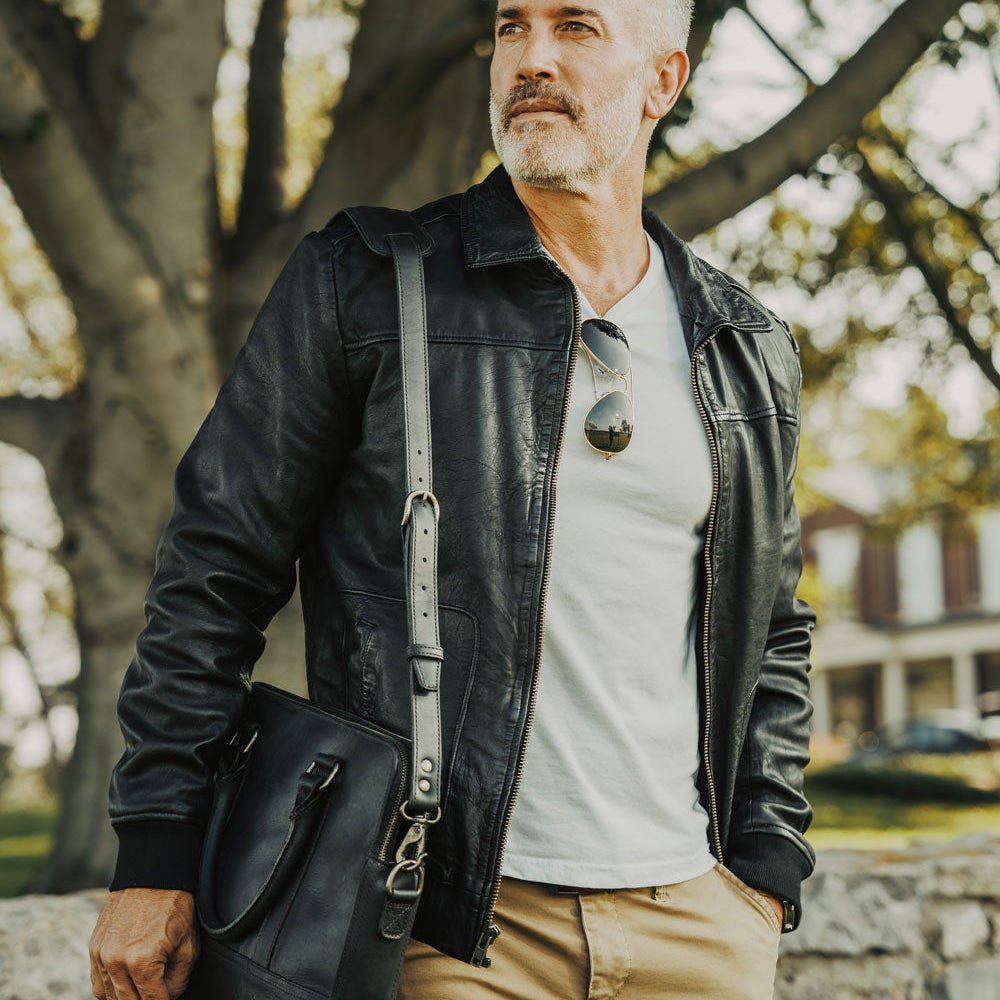 Maverick Leather Bomber Jacket | Vintage Black