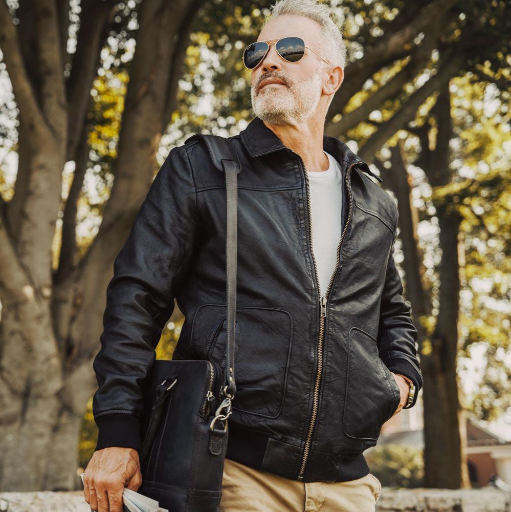 Maverick Leather Bomber Jacket | Vintage Black
