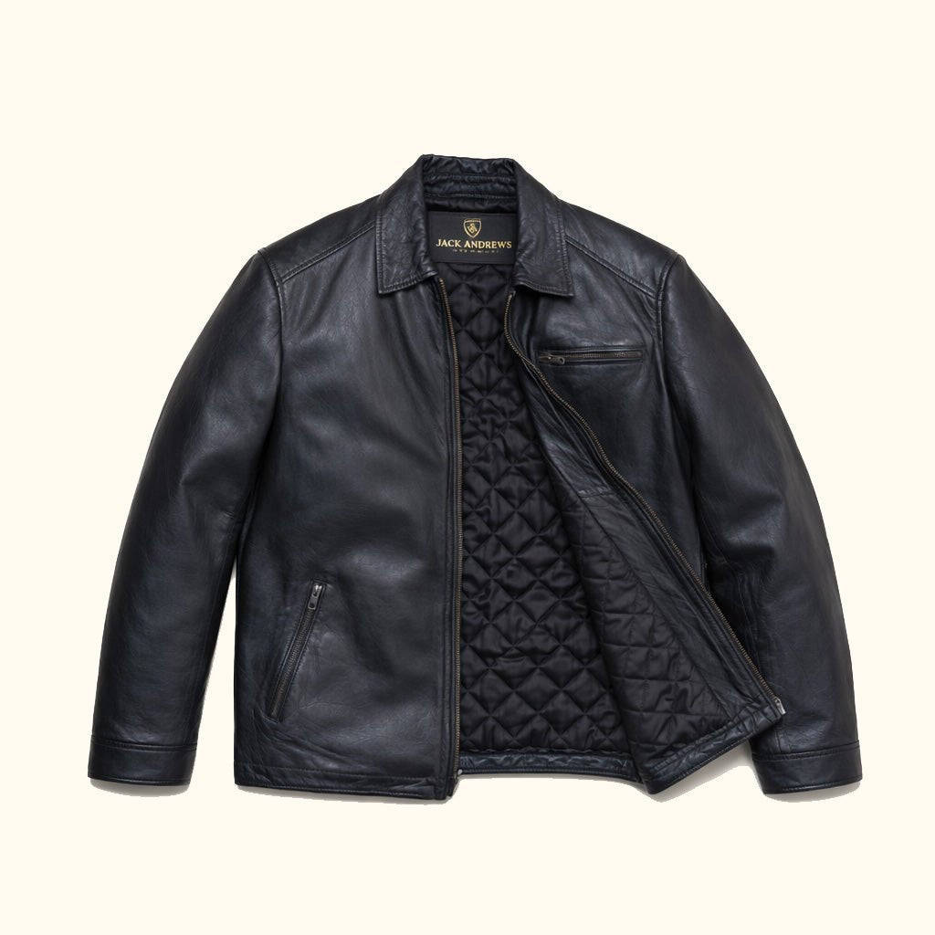 Glenwood Leather Driving Jacket | Vintage Black