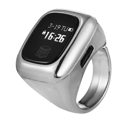 Multifunction OLED Digital Tasbih Ring – Rechargeable Zikr Counter