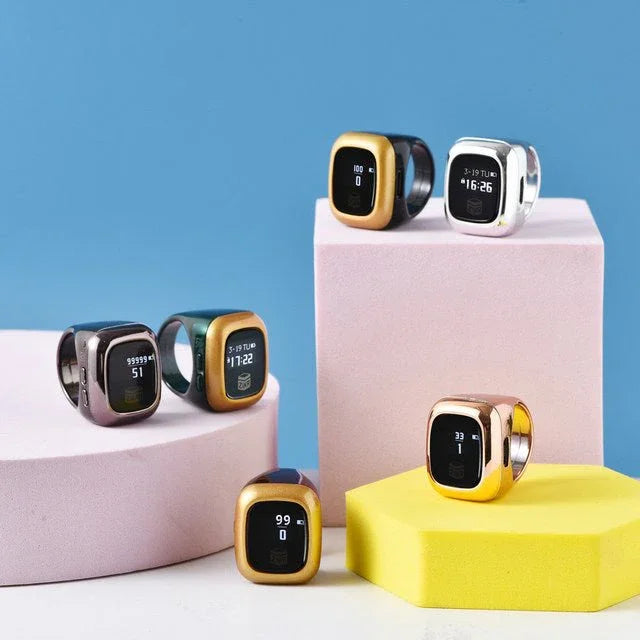 Multifunction OLED Digital Tasbih Ring – Rechargeable Zikr Counter