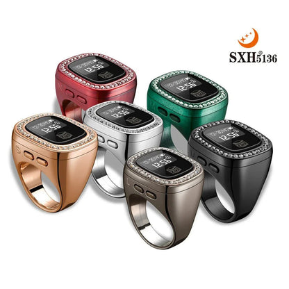 OLED Display Diamond Zikr Tasbeeh Ring – Rechargeable Digital Counter with 4 Modes