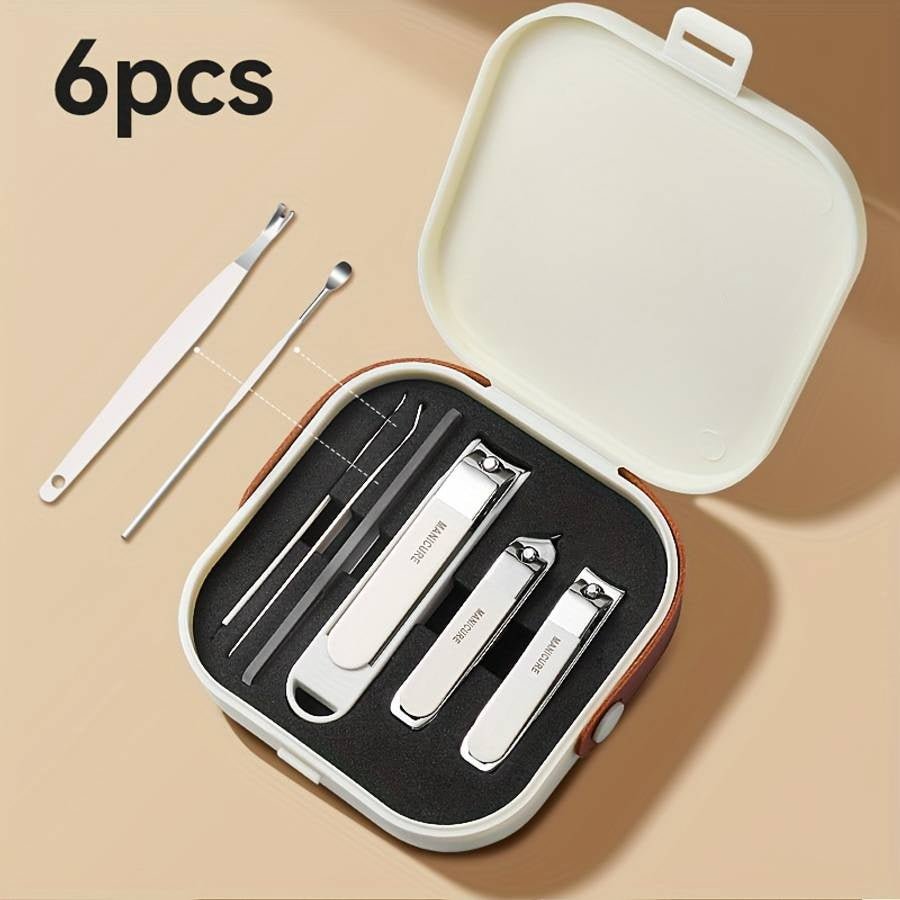 Premium 6pcs Nail Cutter Set – Portable Splash Resistant Grooming Kit for Men & Women