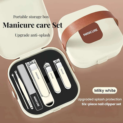 Premium 6pcs Nail Cutter Set – Portable Splash Resistant Grooming Kit for Men & Women
