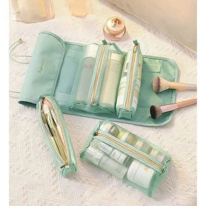 Premium Foldable Travel Makeup Organizer – Detachable Zipper Pouch Hanging Cosmetic Storage Bag