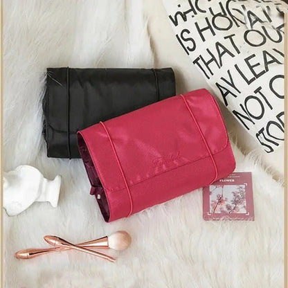 Premium Foldable Travel Makeup Organizer – Detachable Zipper Pouch Hanging Cosmetic Storage Bag