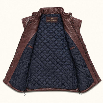 Highlands Quilted Leather Vest | Mahogany Brown