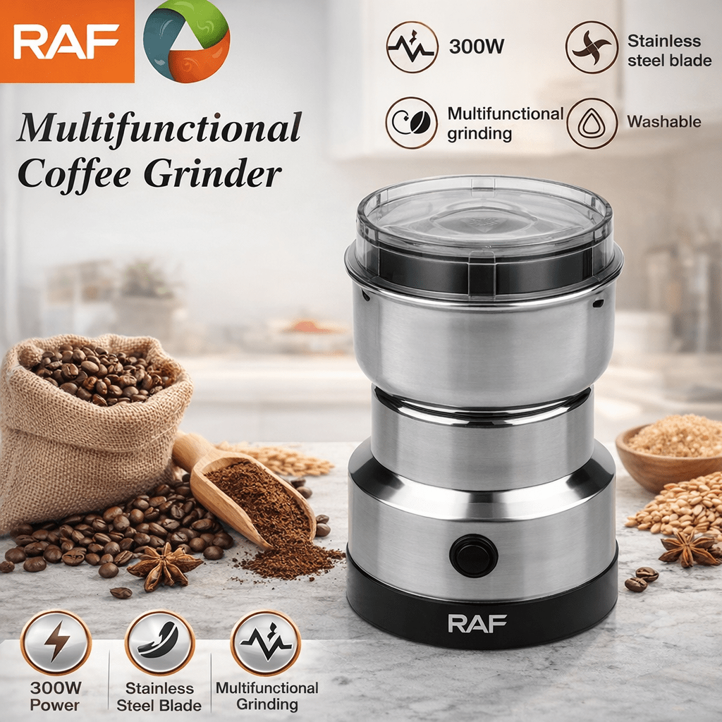RAF Electric Coffee Grinder – Stainless Steel High Speed Multi‑Purpose Grinder