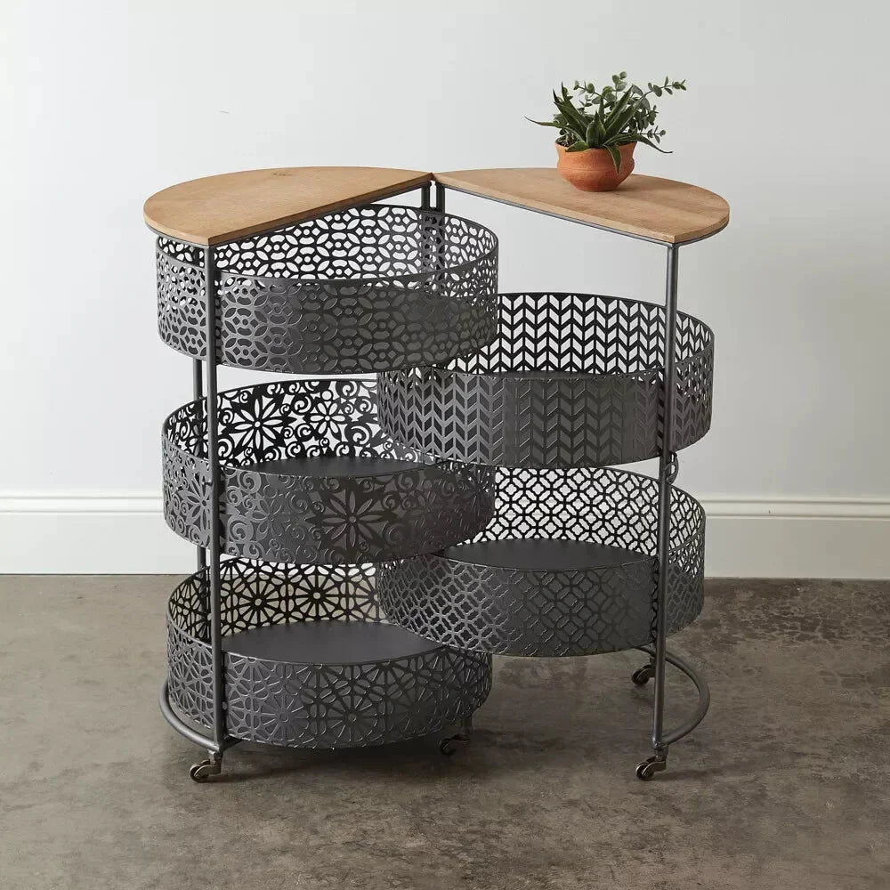 Round storage table cart