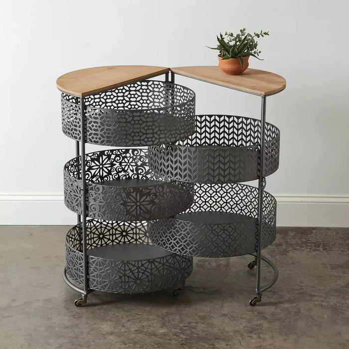 Round storage table cart