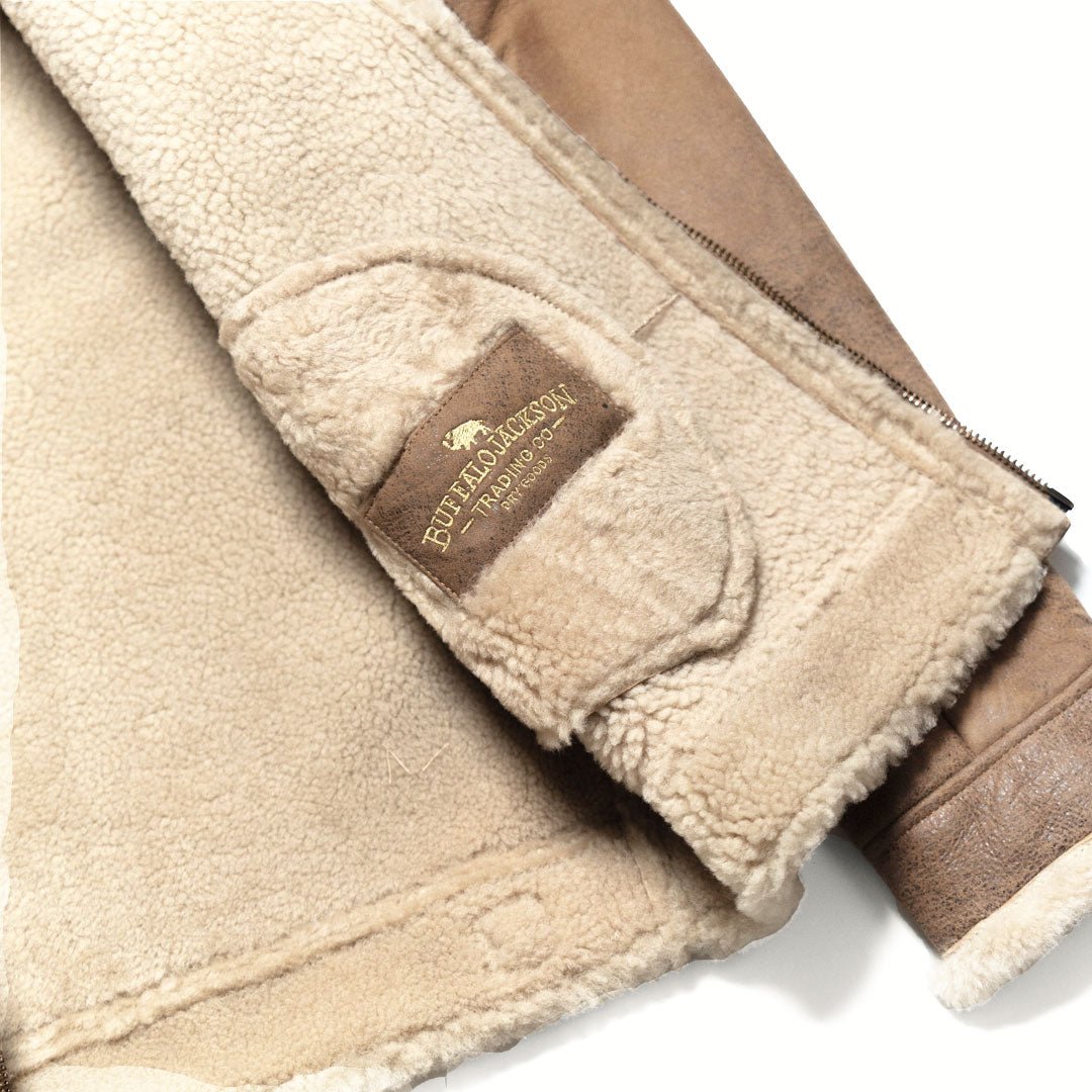 Shearling Leather Bomber Jacket | Sandstone Brown