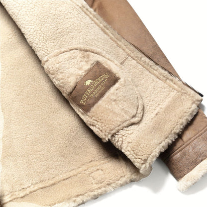 Shearling Leather Bomber Jacket | Sandstone Brown