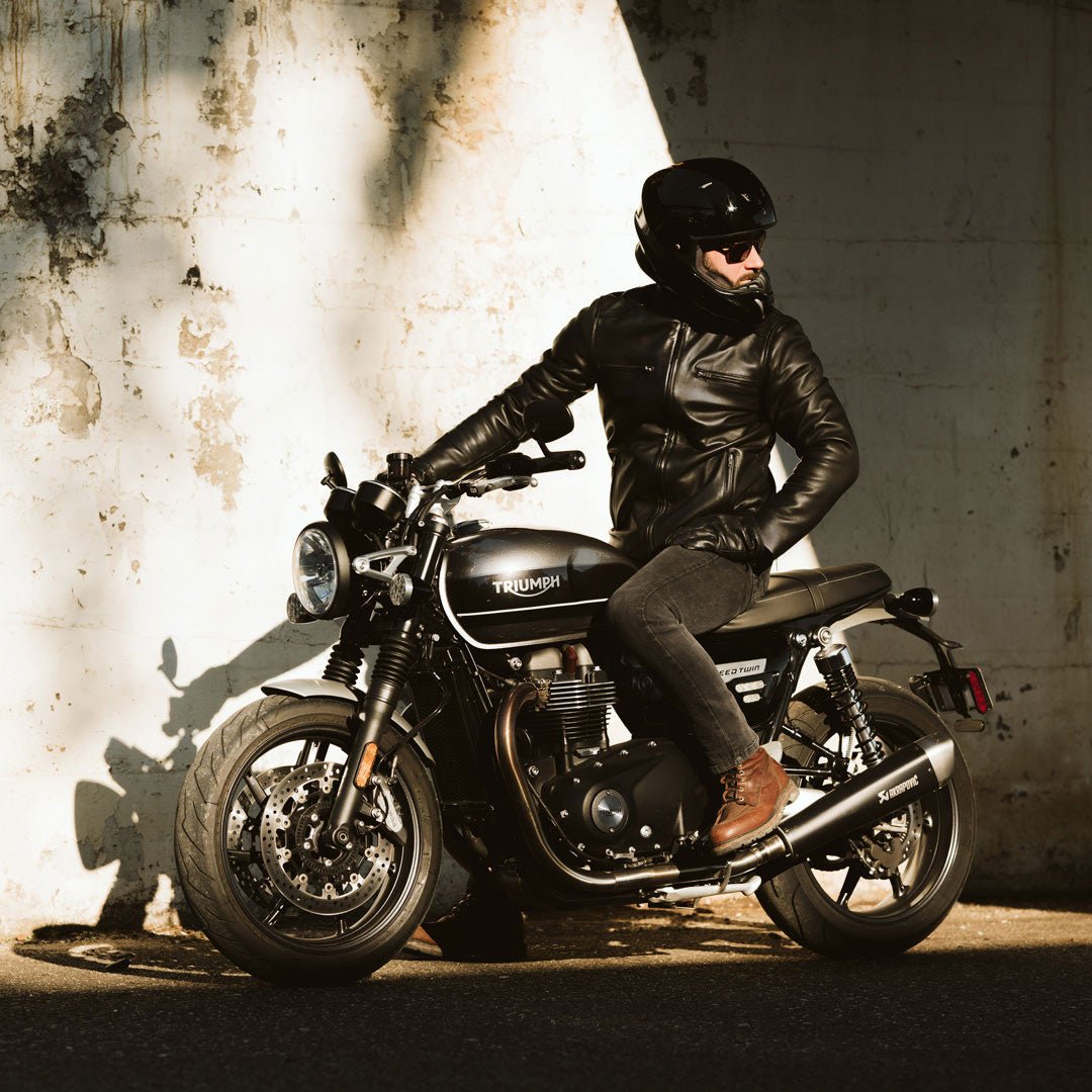 Thompson Leather Moto Jacket | Black