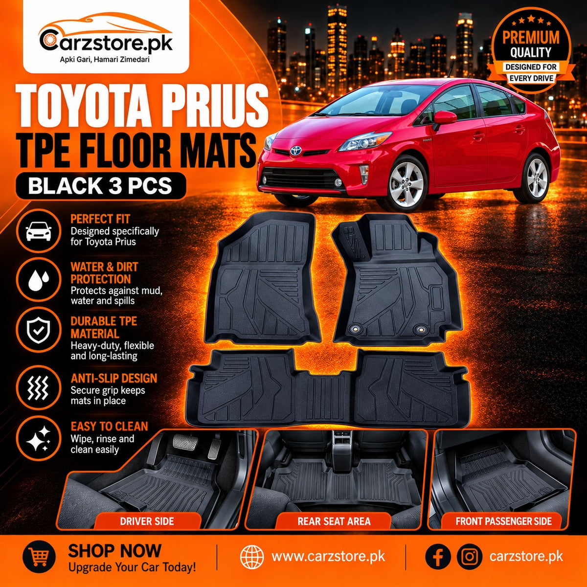 Toyota Prius 30 Series TPE Floor Mats – Custom Fit