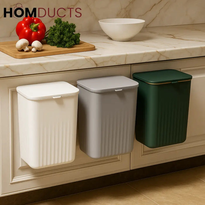 Wall-Mounted Kitchen Trash Bin with Lid – Slim Waste Bin