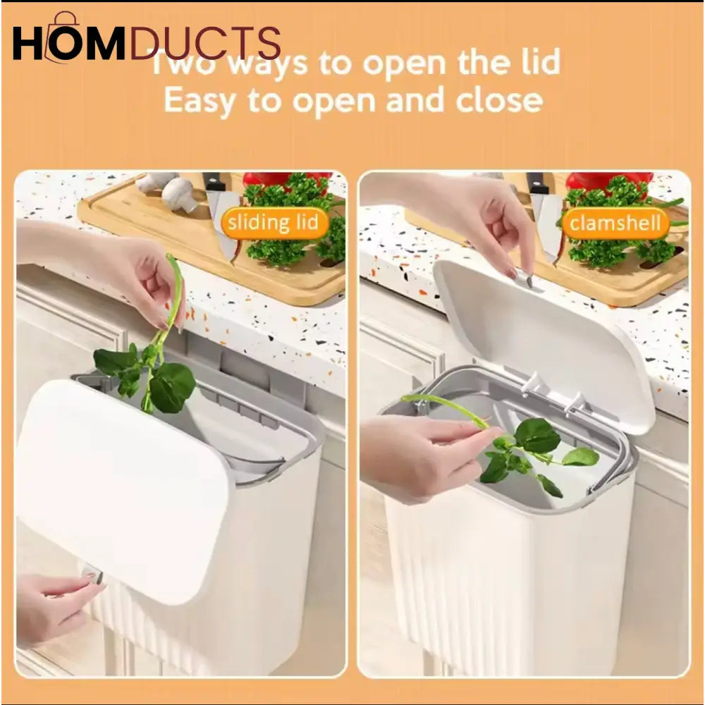 Wall-Mounted Kitchen Trash Bin with Lid – Slim Waste Bin