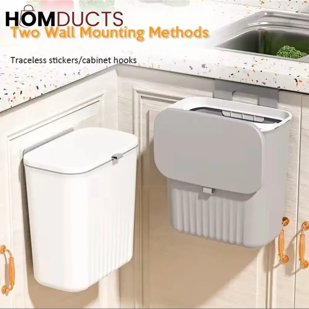 Wall-Mounted Kitchen Trash Bin with Lid – Slim Waste Bin