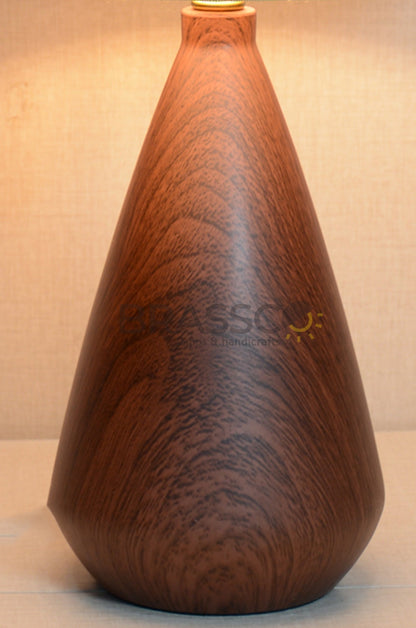 walnut Marble Cone-Shade Brass Metal Table Lamp