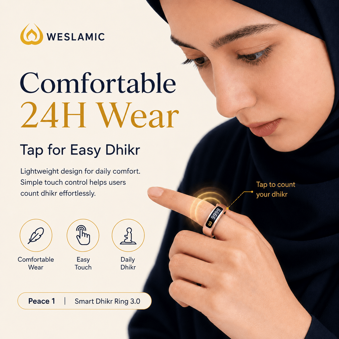 Weslamic iTasbih Peace 1 | Smart Zikr Ring 3.0 | Vibration Alert