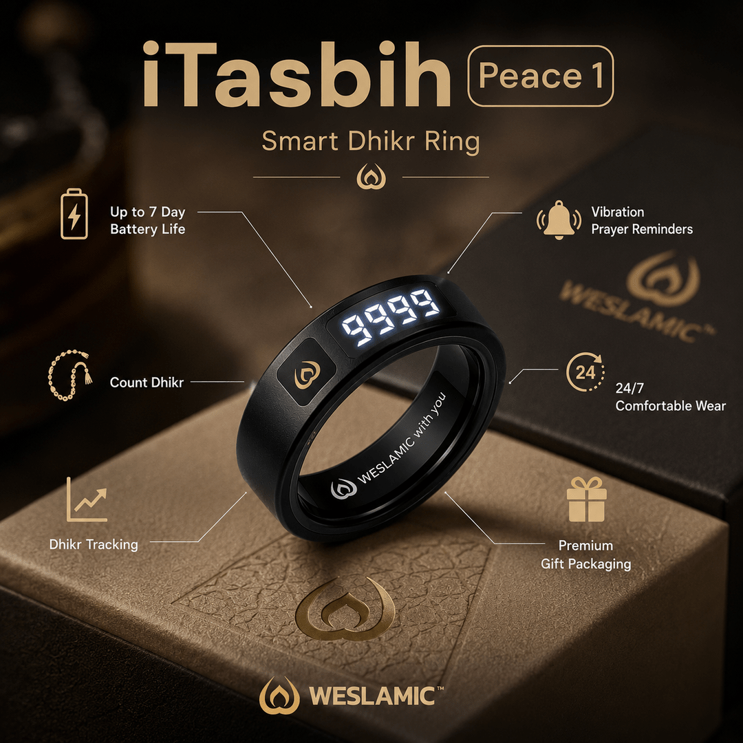 Weslamic iTasbih Peace 1 | Smart Zikr Ring 3.0 | Vibration Alert