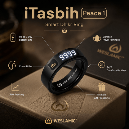 Weslamic iTasbih Peace 1 | Smart Zikr Ring 3.0 | Vibration Alert