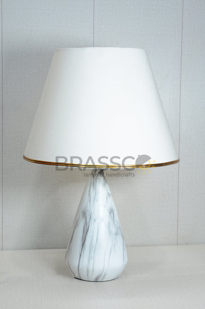 white Marble Cone-Shade Brass Metal Table Lamp