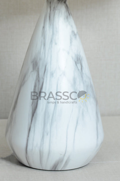 white Marble Cone-Shade Brass Metal Table Lamp