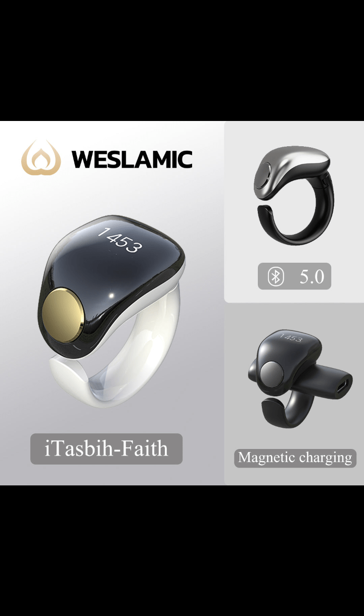 Weslamic iTasbih Ring – Faith Smart Zikr Counter (5 Sizes, OLED, Bluetooth)