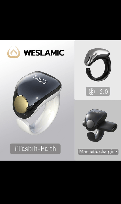 Weslamic iTasbih Ring – Faith Smart Zikr Counter (5 Sizes, OLED, Bluetooth)